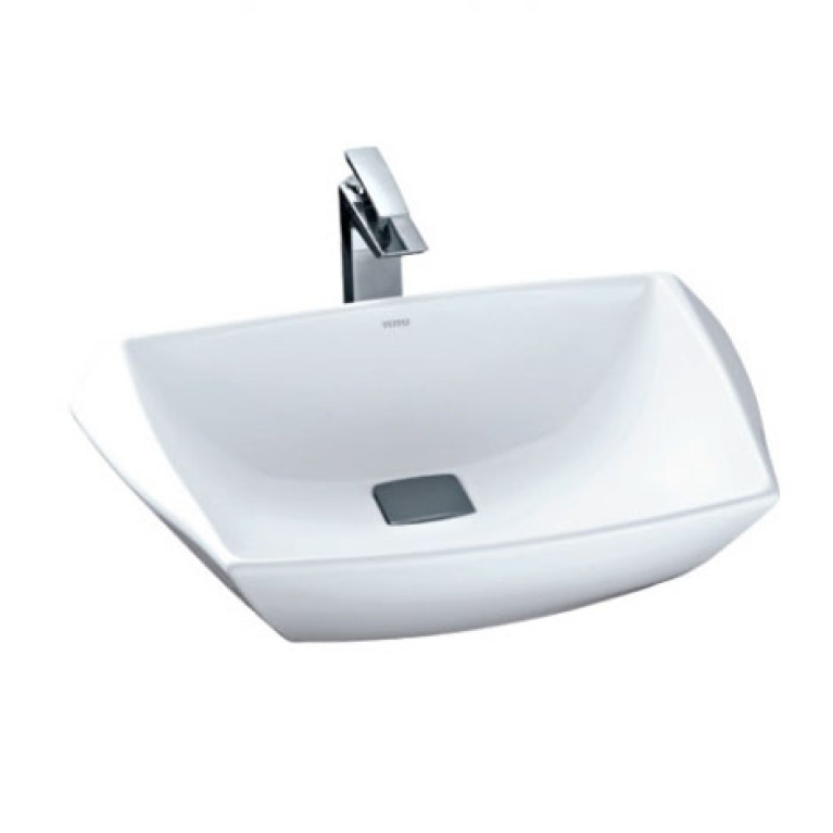 TOTO Jewelhex Раковина 607x483x211(160)мм, накладная, без отв.под смес., без перелива, без д/кDH446VE, с накладкой хром, CeFiONte, цвет:белый