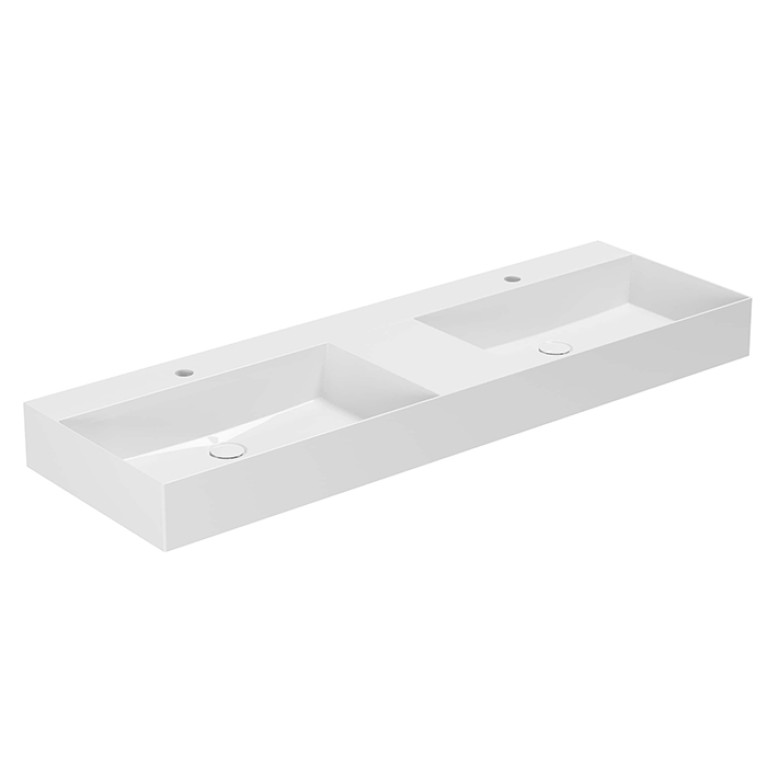 AZZURRA ELEGANCE Squared Двойная раковина подвесная/накладная  142х45см c 1 отв. под смеситель , цвет белый