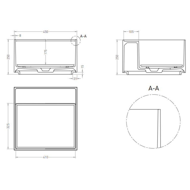 Salini Раковина накладная 450x450x250мм, S-Sense ARMONIA SQUARE TOP 02, цвет белый глянцевый