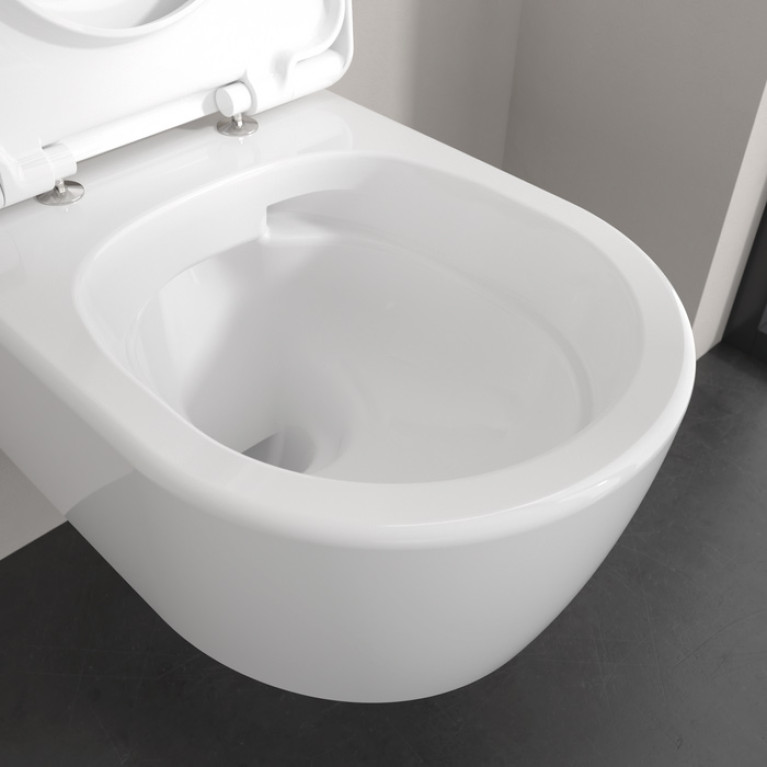 VilleroyBoch Skyla Унитаз подвесной 370*530*315, округлый, безободковый, смыв Tornado, в комплекте сиденье SoftClosing, цвет альпийский белый