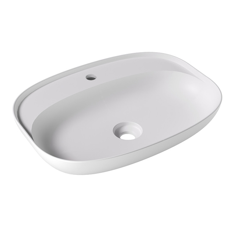 Alice Form Раковина Oval 60x45хВ12 Plan, накладная, с отверстием под смеситель, белый матовый