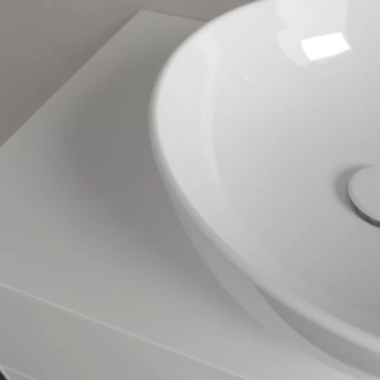 VilleroyBoch Artis Раковина накладная 430*430*125h, без отв. под смеситель, без перелива, TitanCeram, цвет альпийский белый