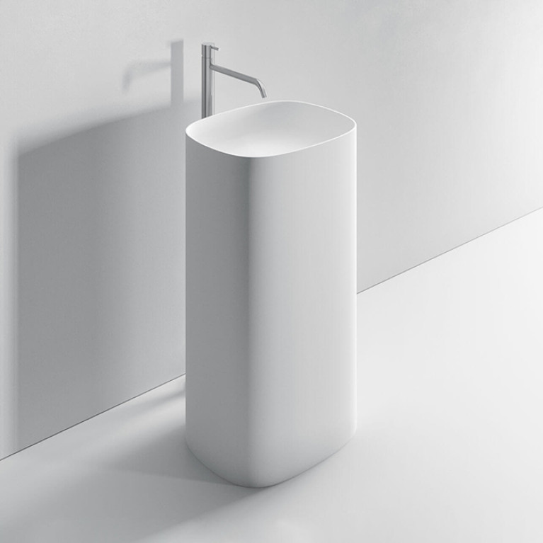 NOORTH milldue edition TUBE Раковина 48х38xh87 напольная из Ceramilux ,слив в стену, без отв. для смес, без перелива, цвет: белый матовый