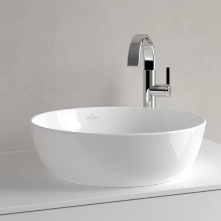 VilleroyBoch Artis Раковина накладная 430*430*125h, без отв. под смеситель, без перелива, TitanCeram, цвет альпийский белый