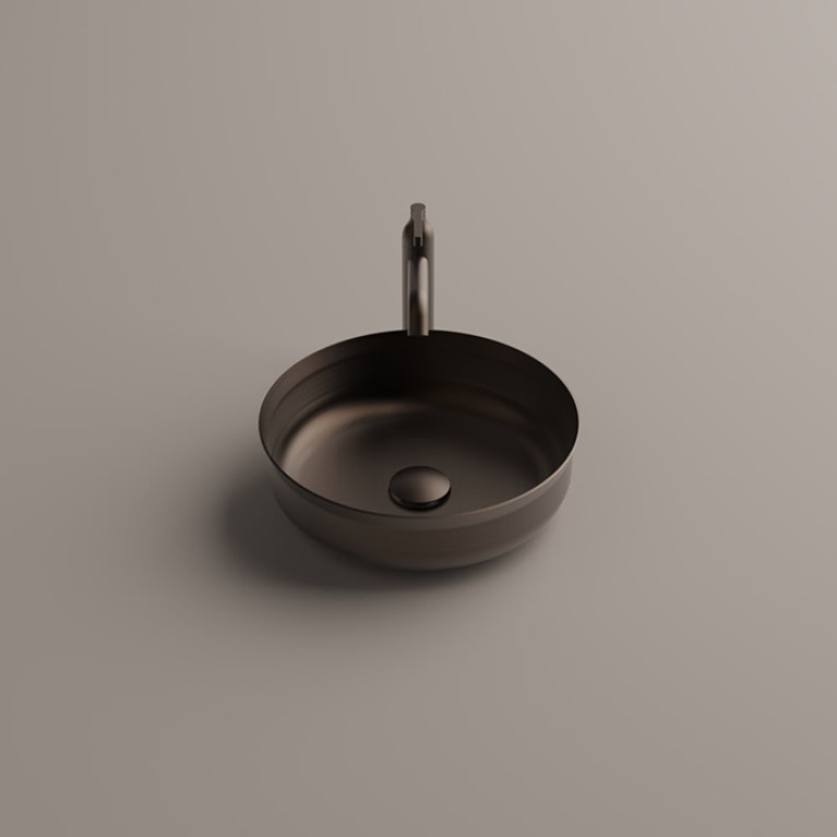 AGAPE UNDICI INOX Раковина &Oslash;380 мм., для установки на столешницу, без отверст для смесителя, без перел, с донн клап, нерж сталь, отд Brushed burnished