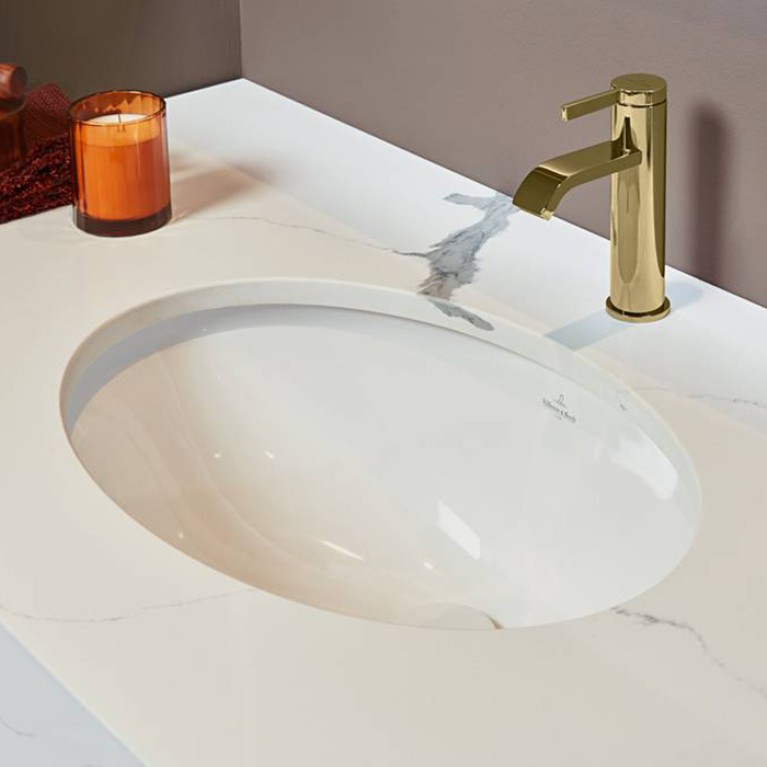 VilleroyBoch Evana Раковина встраиваемая под столешницу 500*350*220мм, с переливом, крепеж включен, цвет альпийский белый