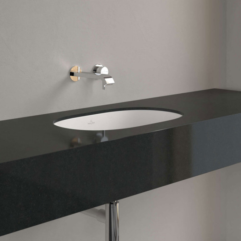 VilleroyBoch O.novo Раковина встраиваемая под столешницу 530*320*205мм, с переливом, крепеж включен, CeramicPlus, цвет альпийский белый