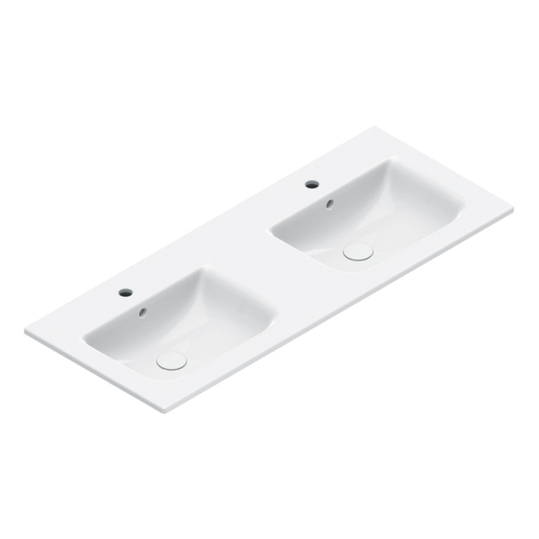 Catalano ITALY Раковина 125x50 двойная, с 2 отв. под смеситель, покрытие Cataglaze+, цвет белый глянцевый