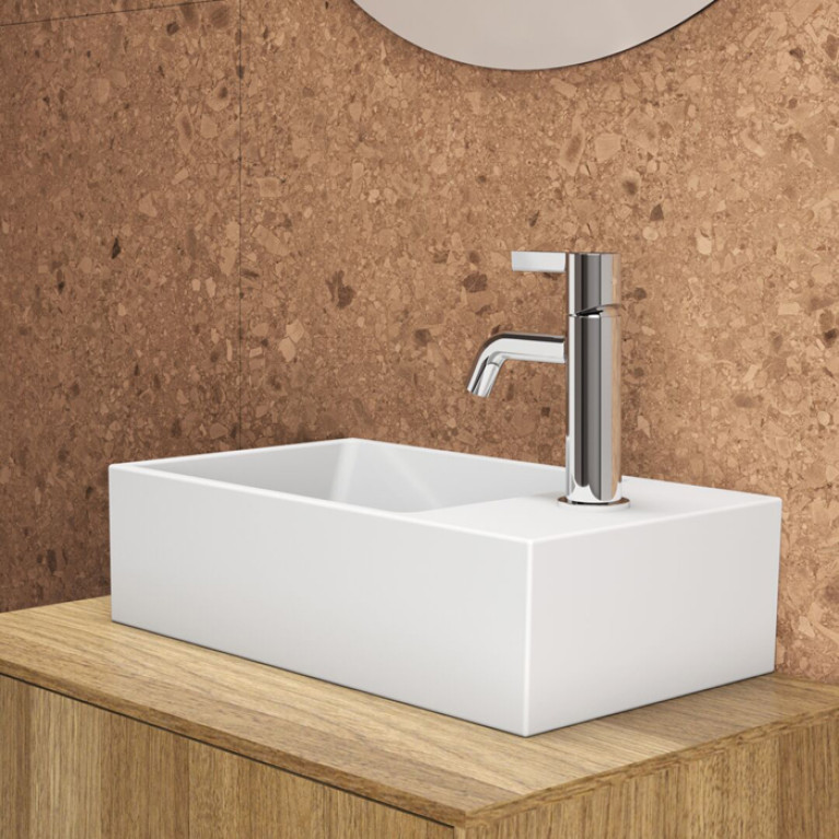 Ideal Standard Extra Раковина 450х250xh120 мм, подвесная, с отв. под смес. справа и переливом, с крепежом цвет: белый глянец