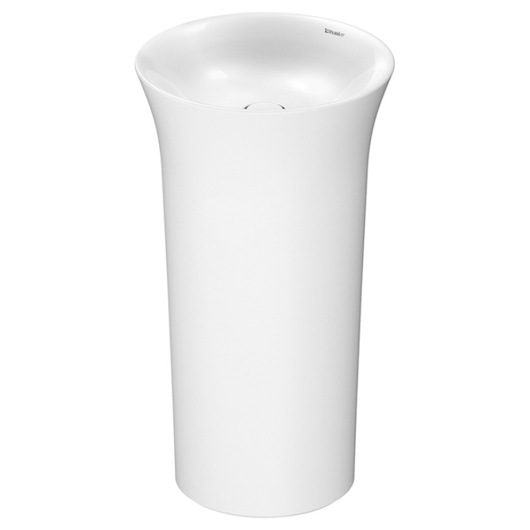Duravit White Tulip Раковина &Oslash; 500  мм напольная, без отв под смес, с керам крышкой, без перелива, сифон,  слив в стену, с WonderGliss, цвет: белый