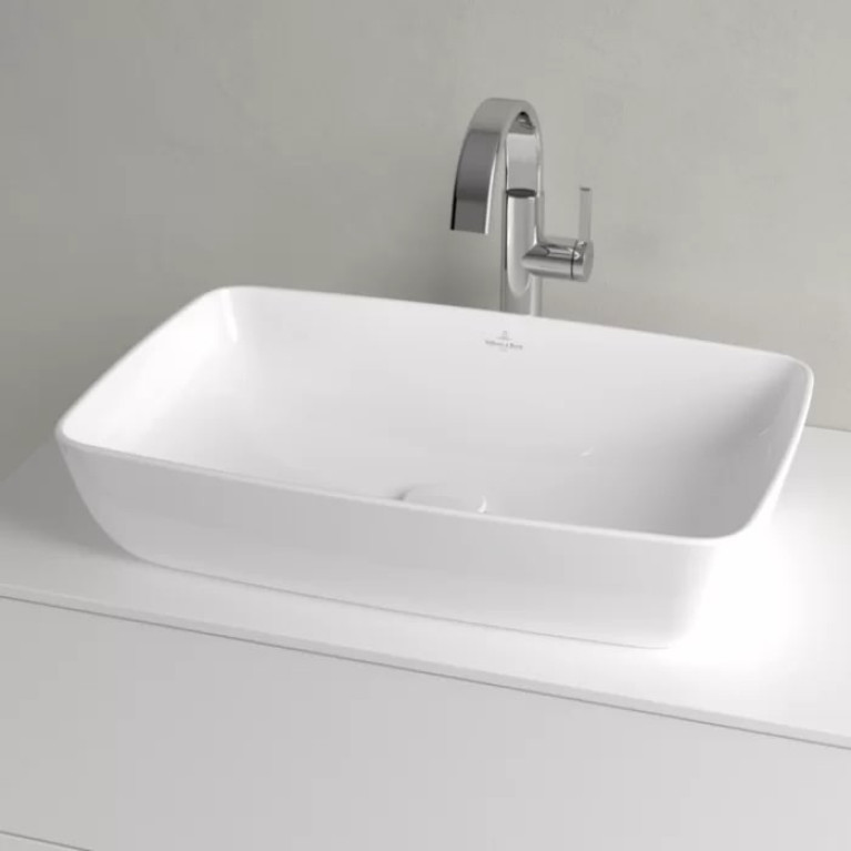 VilleroyBoch Artis Раковина накладная 580*385*125h, без отв. под смеситель, без перелива, TitanCeram, цвет альпийский белый