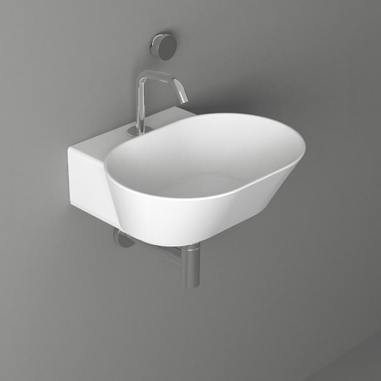 SIMAS WAVE Раковина накладная/подвесная овальная  48х43х16,5 см, с 1 отв под смеситель,цвет белый
