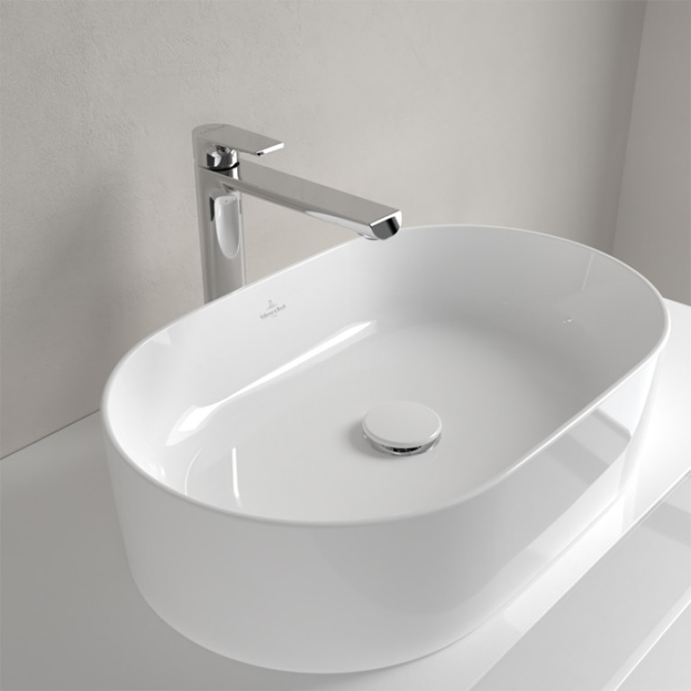 VilleroyBoch Collaro Раковина накладная 560*360*145h, без отв. под смеситель, без перелива, TitanCeram, цвет альпийский белый