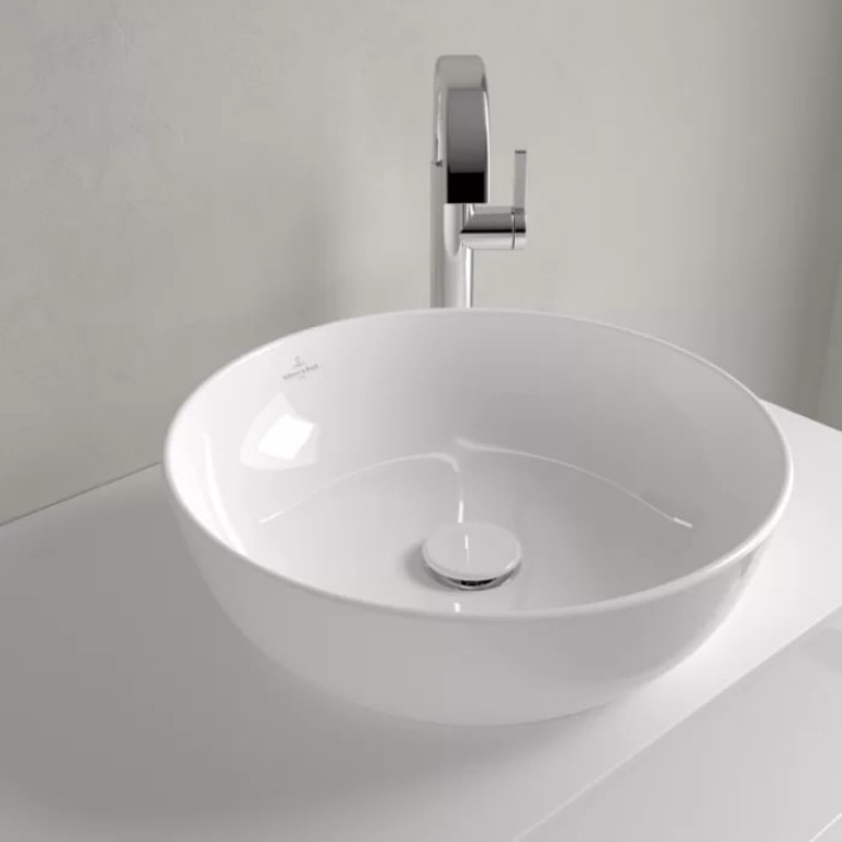 VilleroyBoch Artis Раковина накладная 430*430*125h, без отв. под смеситель, без перелива, TitanCeram, цвет альпийский белый