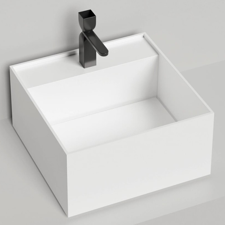 Salini Раковина накладная 450x450x250мм, S-Sense ARMONIA SQUARE TOP 02, цвет белый глянцевый