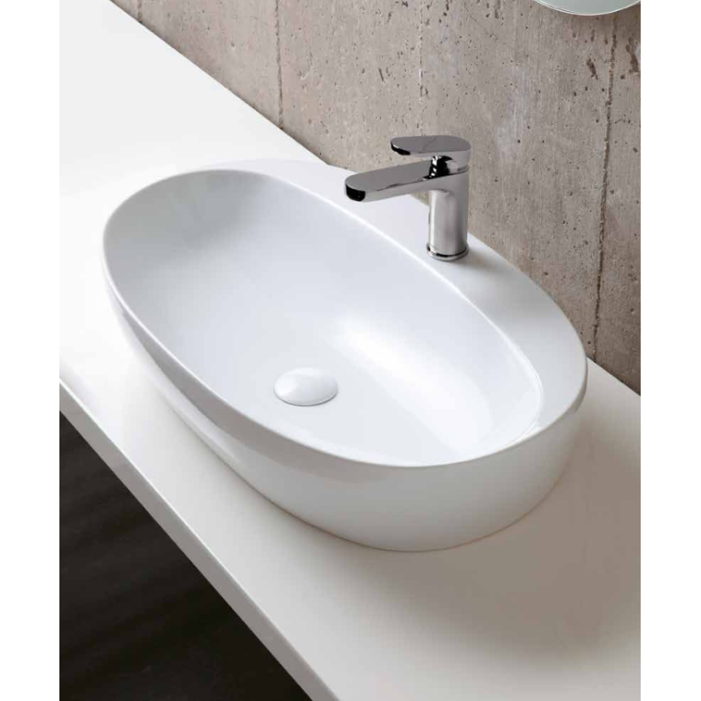 AZZURRA ELEGANCE CIRCLE раковина накладная 60х42см с 1 отв. под смеситель, цвет белый (цена по акции со склада!)