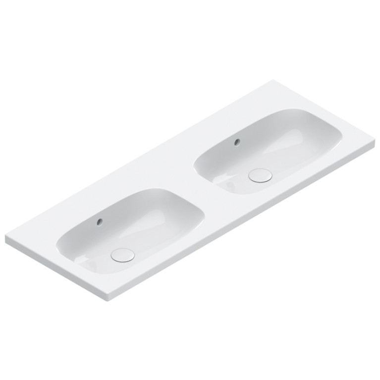 Catalano ALVEA Раковина 120x46 двойная, без отв. под смеситель, покрытие Cataglaze+, цвет белый глянцевый