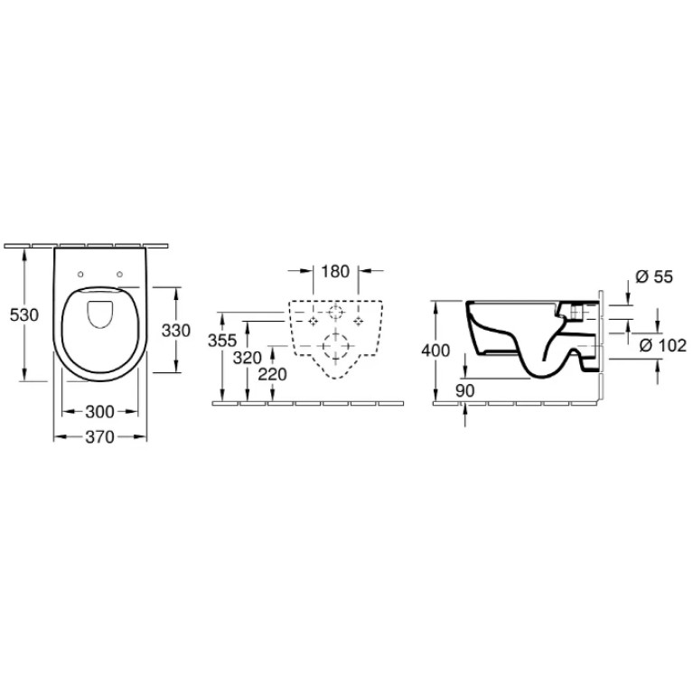 VilleroyBoch Avento&nbsp;Унитаз подвесной 370*530*310, безободковый, в комплекте сиденье SlimSeat с микролифтом, цвет альпийский белый
