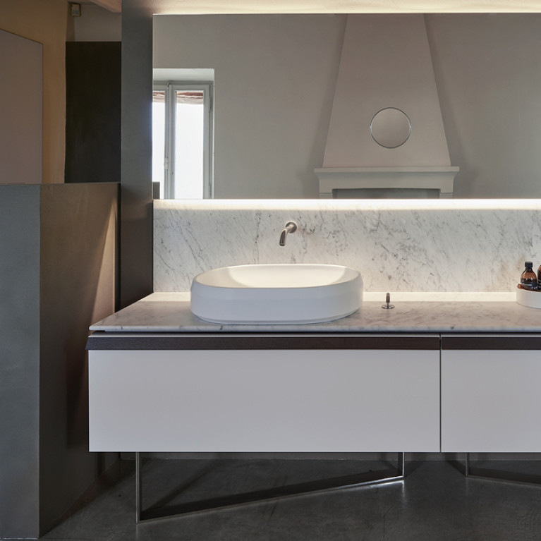 Agape Lariana Раковина накладная, 64.9x46.9x13 см, без отв., мрамор Carrara, цвет: белый