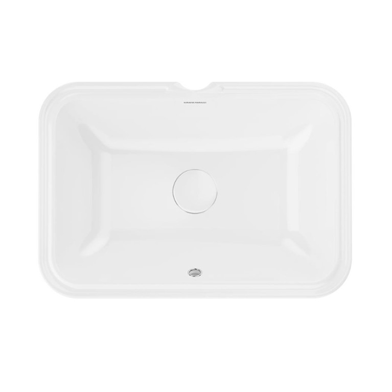 Kerama Marazzi Раковина PLAZA встраиваемая снизу 54,5*38*14см, без отв. под смеситель, с переливом, белая глянцевая