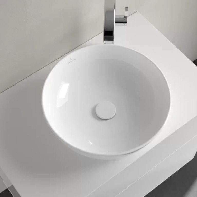 VilleroyBoch Artis Раковина накладная 430*430*125h, без отв. под смеситель, без перелива, TitanCeram, цвет альпийский белый