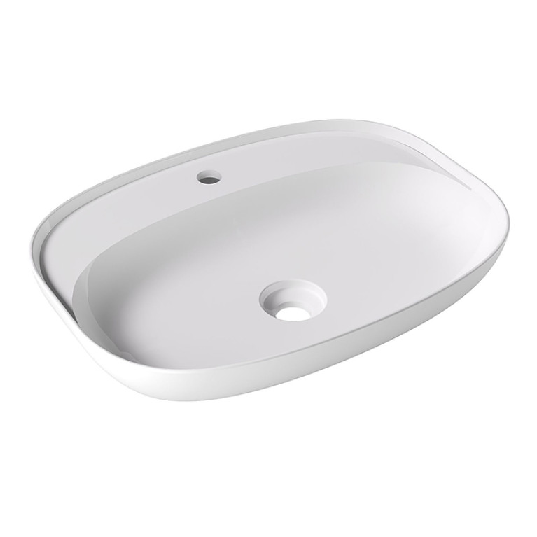Alice Form Раковина Oval 60x45хВ12 Plan, накладная, с отверстием под смеситель, белый глянцевый