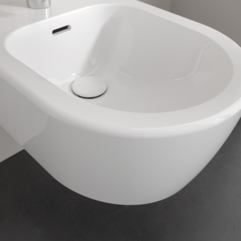 VilleroyBoch Skyla Биде подвесное 370*530*215, округлое, с 1 отв. под смеситель, цвет альпийский белый