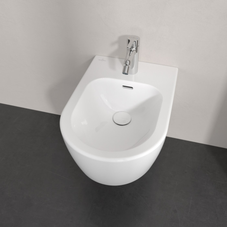 VilleroyBoch Skyla Биде подвесное 370*530*215, округлое, с 1 отв. под смеситель, цвет альпийский белый