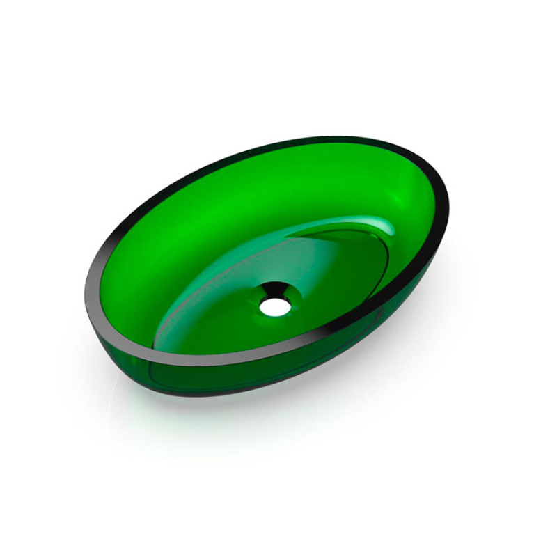Knief Oval Shape Раковина накладная из полимерного материала 550x370x130 мм, цвет Malachit # 090