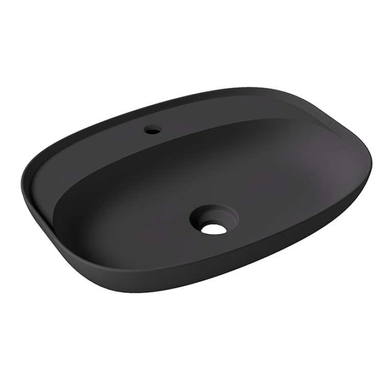 Alice Form Раковина Oval 60x45хВ12 Plan, накладная, с отверстием под смеситель, чёрный матовый