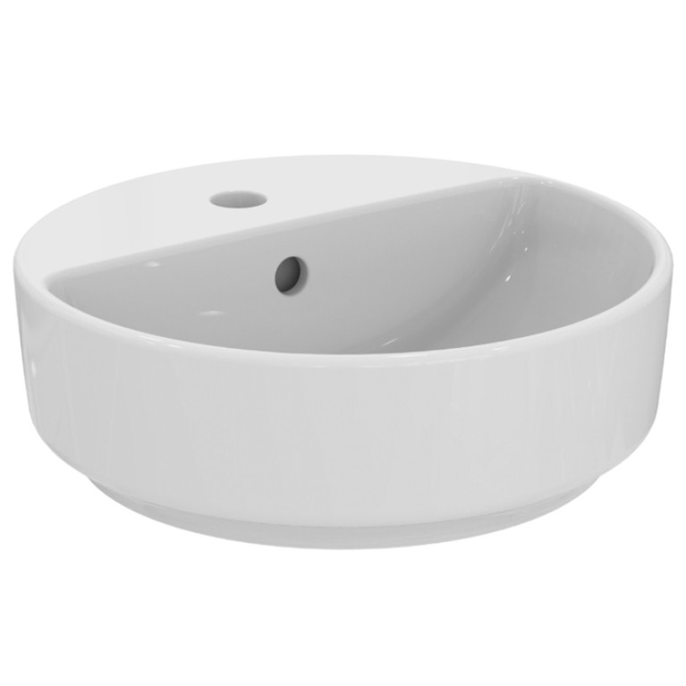 Ideal Standard i.life O Раковина 400х400хh130 мм, накладная, с 1м отв. под смес., с переливом, без крепежа, цвет: белый глянец