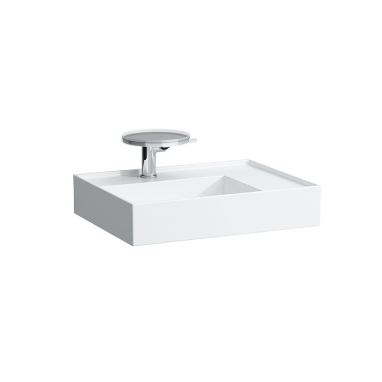 Laufen Kartell Раковина 600х460х120мм без перелива, с 1 отв. под смеситель, со скр сливом, полка справа, цвет: белый