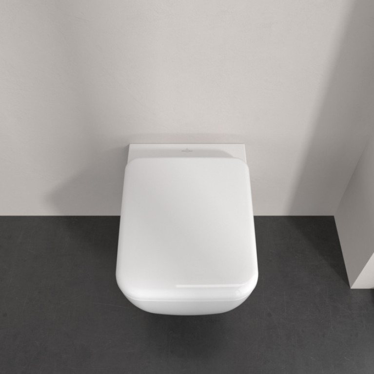 VilleroyBoch Skyla Унитаз подвесной 370*530*310, прямоугольный, безободковый, смыв Tornado, в комплекте сиденье SoftClosing, цвет альпийский белый