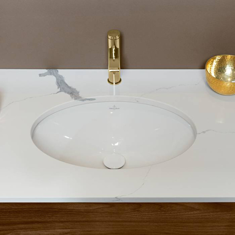 VilleroyBoch Evana Раковина встраиваемая под столешницу 500*350*220мм, с переливом, крепеж включен, цвет альпийский белый
