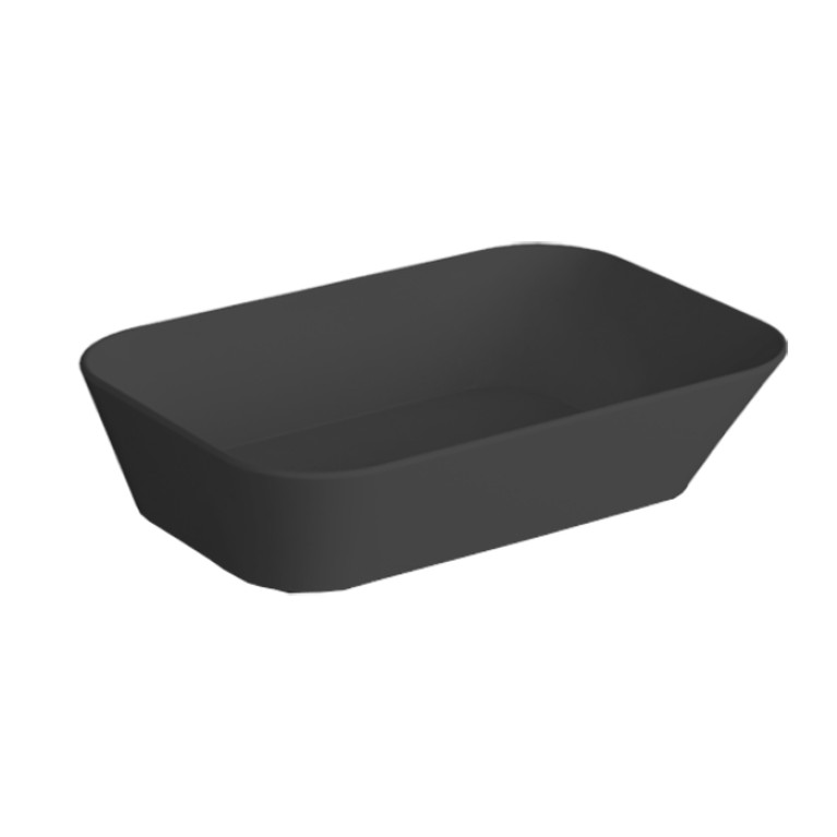 SIMAS WAVE Раковина чаша прямоугольная  60х42х16,5 см,без отв под смеситель,цвет черный матовый