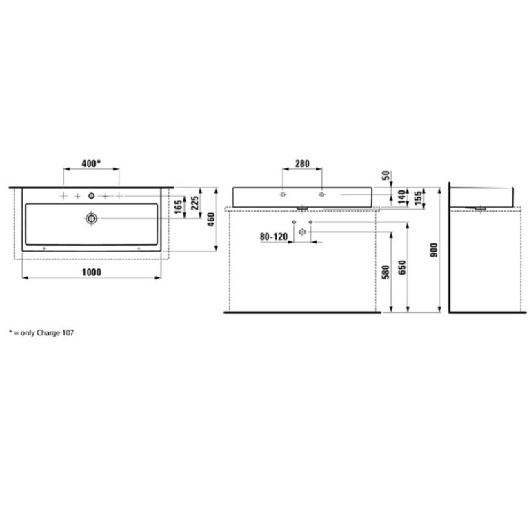 Laufen Living City Раковина 1000х460х140мм с 1 отв. под смеситель, цвет: белый