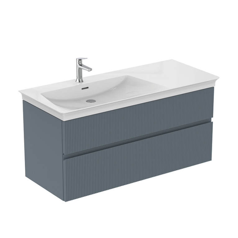 Ideal Standard La Dolce Vita Раковина 1260х535хh145 мм, подвесная/накладная, ассиметричная, чаша слева, 1 отв, с переливом, без крепежа, цвет: белый