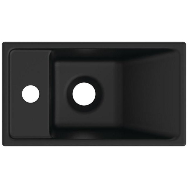Ideal Standard i.life S Раковина 370х210xh120 мм, подвесная, с отв. под смес. слева, без перелива, без крепежа, цвет: чёрный матовый