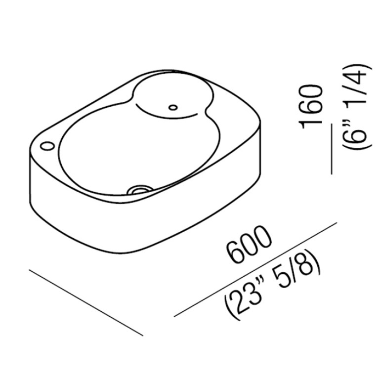 Agape Nivis Раковина накладная 60x45x16 см, 1 отв., цвет: белый