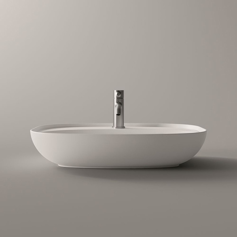 Alice Form Раковина Oval 60x45хВ12 Plan, накладная, с отверстием под смеситель, белый глянцевый