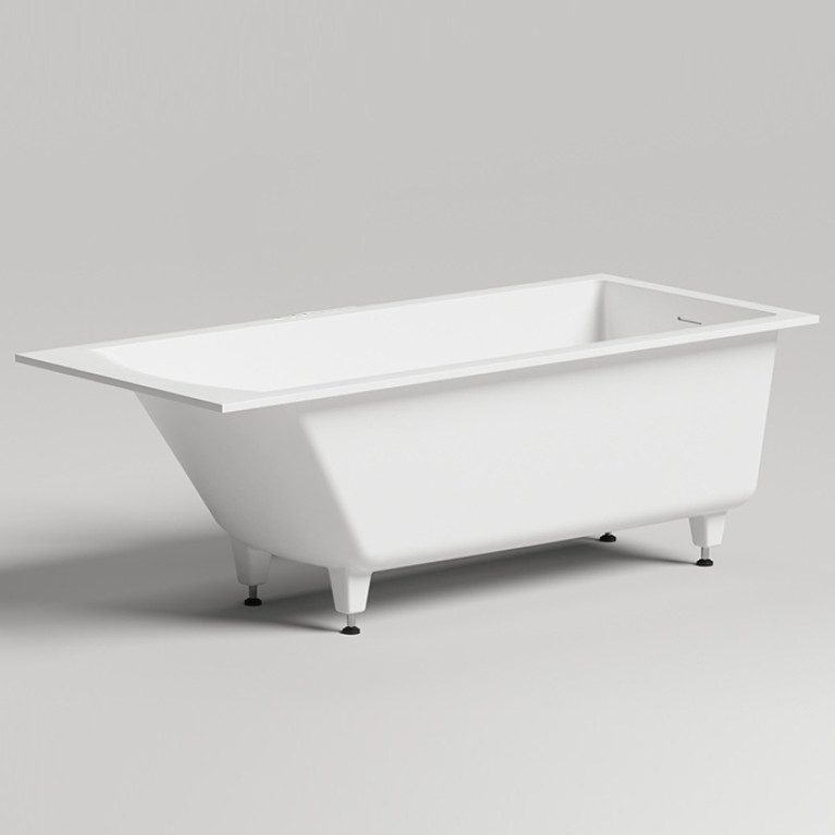 Salini CASCATA KIT Встраиваемая ванна с прямоугольной чашей 1698х750х600мм, ножки, донный клапан UpDown, сифон S-Sense, белый глянцевый