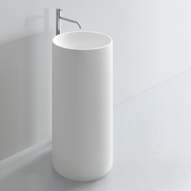 NOORTH milldue edition TUBE Раковина d44xh87 напольная из CRISTALPLANT ,слив в пол, без отв для смесителя, цвет белый матовый