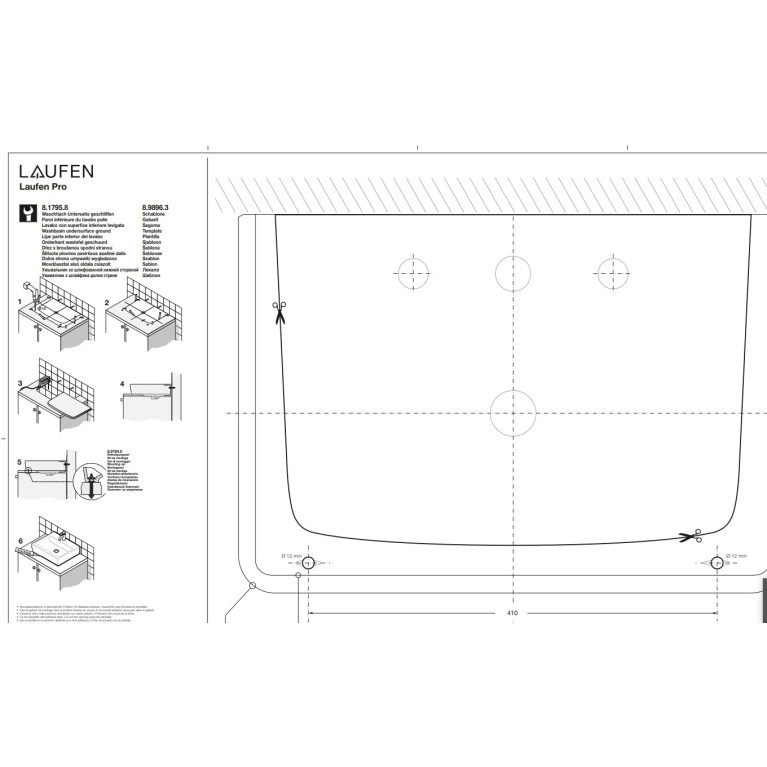 Laufen PRO S раковина, укороченная, для установки на поверхность, 550x380x95 мм, с 1 отв для смес по центру, белый