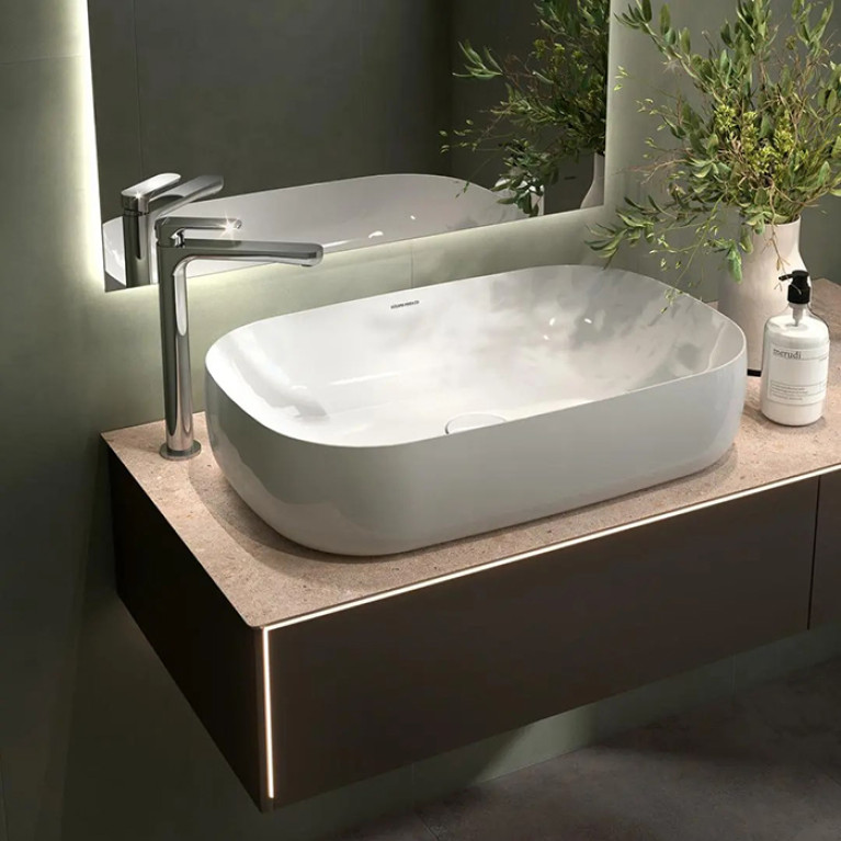 Kerama Marazzi Смеситель для раковины OLE однорычажный высокий без донного клапана, цвет хром (замена 69415KM.21.018)