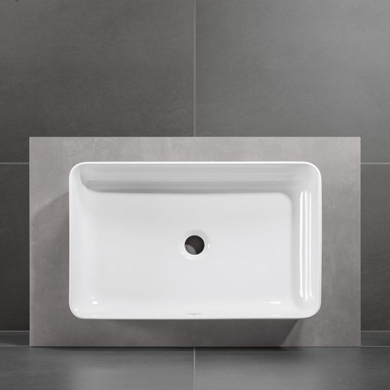 VilleroyBoch Collaro Раковина накладная 560*360*145h, без отв. под смеситель, без перелива, TitanCeram, цвет альпийский белый