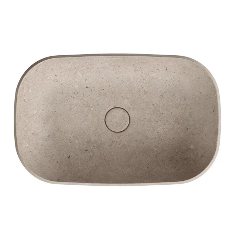 Kerama Marazzi Раковина MAGICA встраиваемая сверху 65,5*42*6см, без отв. под смеситель, с донным клапаном, без перелива, бежевый камень