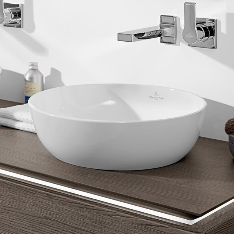 VilleroyBoch Artis Раковина накладная 430*430*125h, без отв. под смеситель, без перелива, TitanCeram, CeramicPlus, цвет альпийский белый