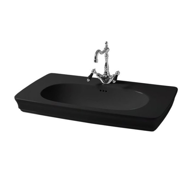 Artceram CIVITAS Раковина подвесная 90х49,5хh22см, 1 отв (+2 намеченных), перелив, цвет: черный глянцевый