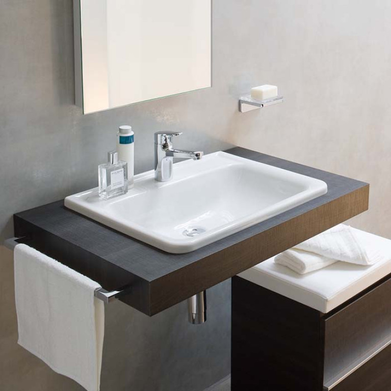 Laufen Pro S Раковина 56х44х20 см,п встраиваемая сверху с 1 отв. под смеситель по центру,,без  перелива, цвет: белый, покрытие LCC