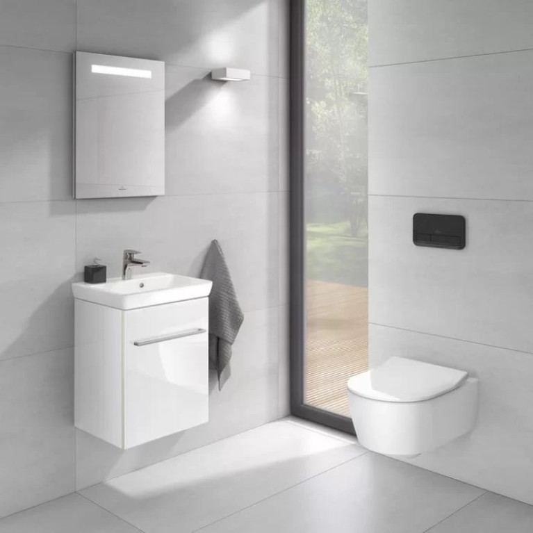 VilleroyBoch Avento&nbsp;Унитаз подвесной 370*530*310, безободковый, в комплекте сиденье SlimSeat с микролифтом, цвет альпийский белый